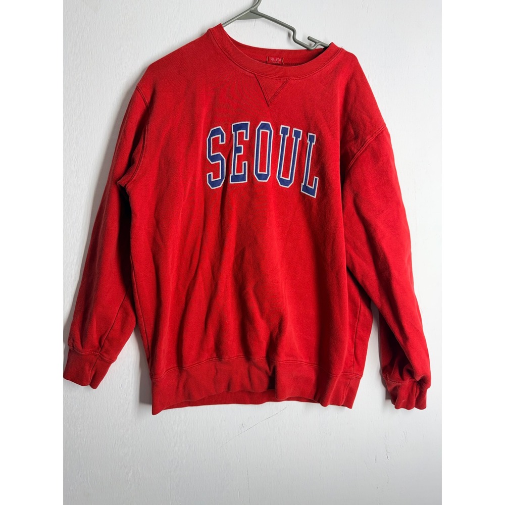 John Galt Brandy Melville Seoul Red Graphic Crewneck Sweatshirt OneSize